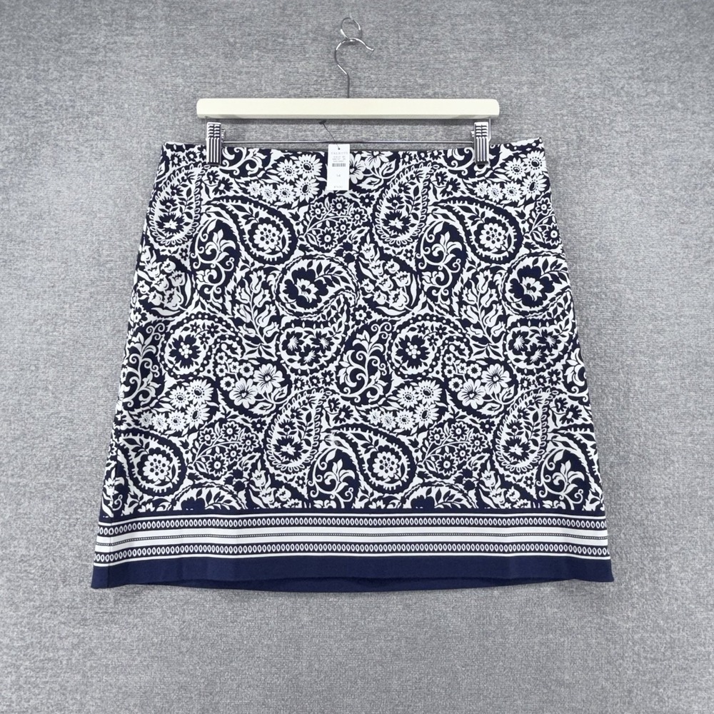 Talbots A-Line Skirt Women Size 14 Blue Paisley White NEW $74